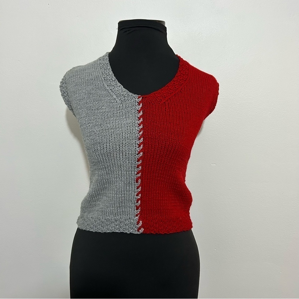 Vintage, handmade color, black knit, sweater vest, size extra small